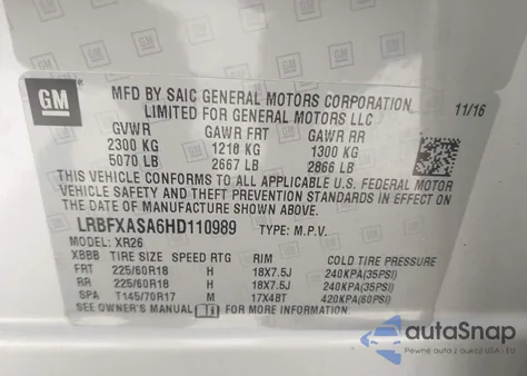 2017 Buick Envision Preferred from USA, damaged, VIN LRBFXASA6HD110989